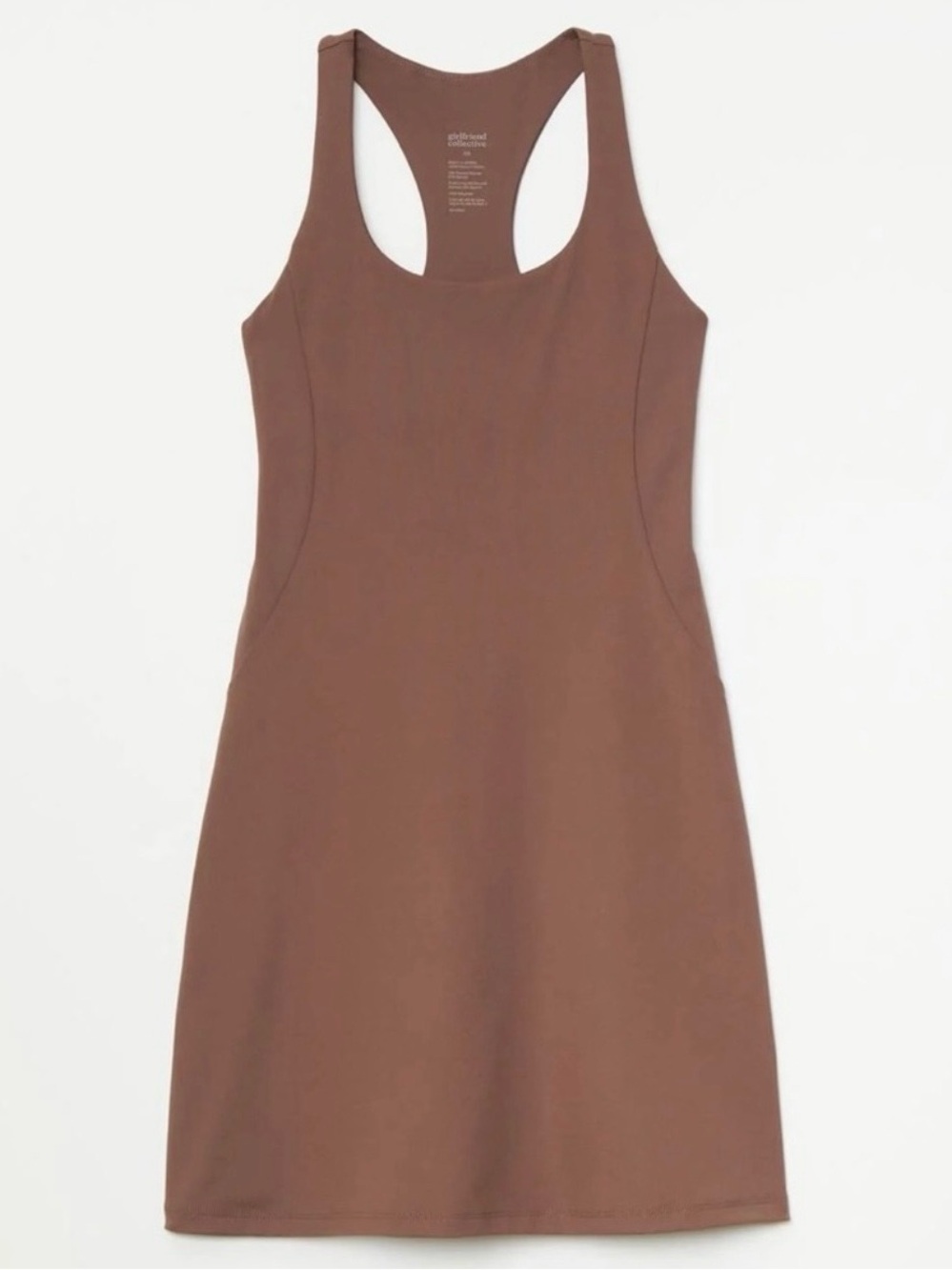 Girlfriend Collective Paloma Sleeveless Racerback Active Dress Brown Size XXXL